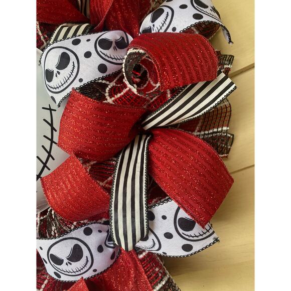 Jack Skellington Halloween Wreath – Nightmare Before Christmas Handmade Decor - Picture 3 of 7